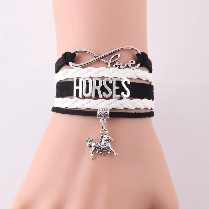 Horses Infinity Love Wrap Leather Bracelet