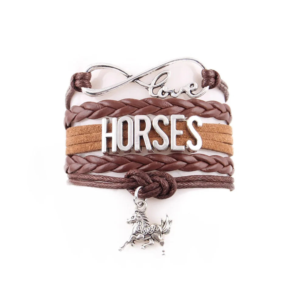 Horses Infinity Love Wrap Leather Bracelet