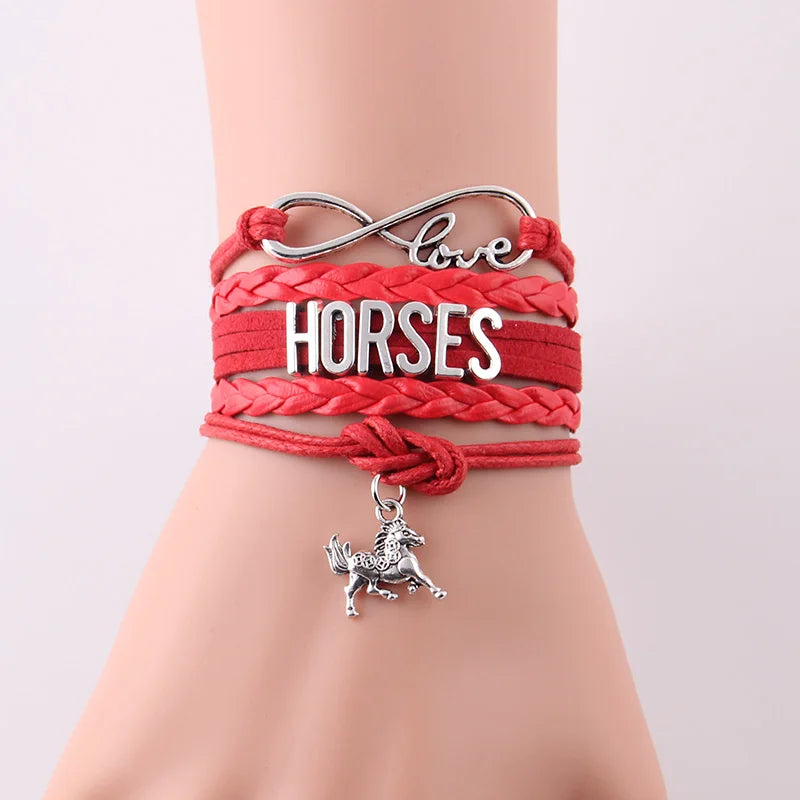 Horses Infinity Love Wrap Leather Bracelet
