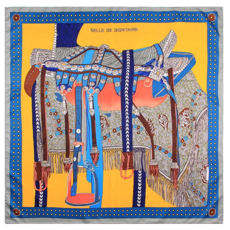 Saddle Yellow Silk Scarf / 90cm