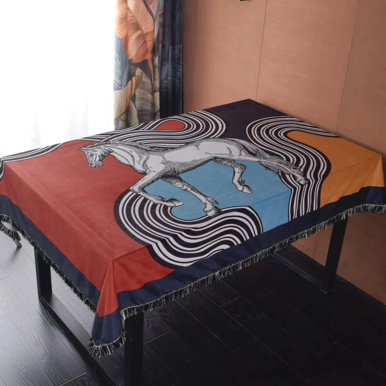 Ercolano Horse Print Velvet Tablecloth
