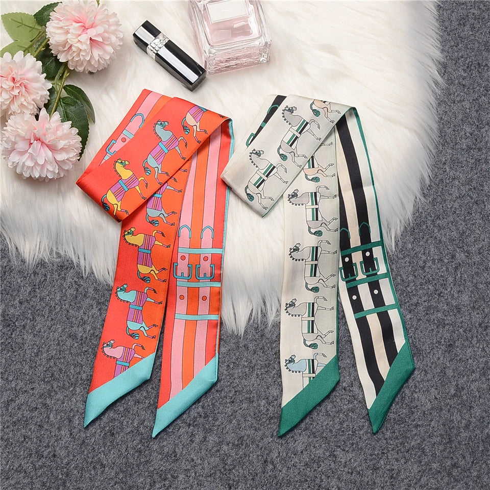 Mira Orange Twilly Skinny Scarf