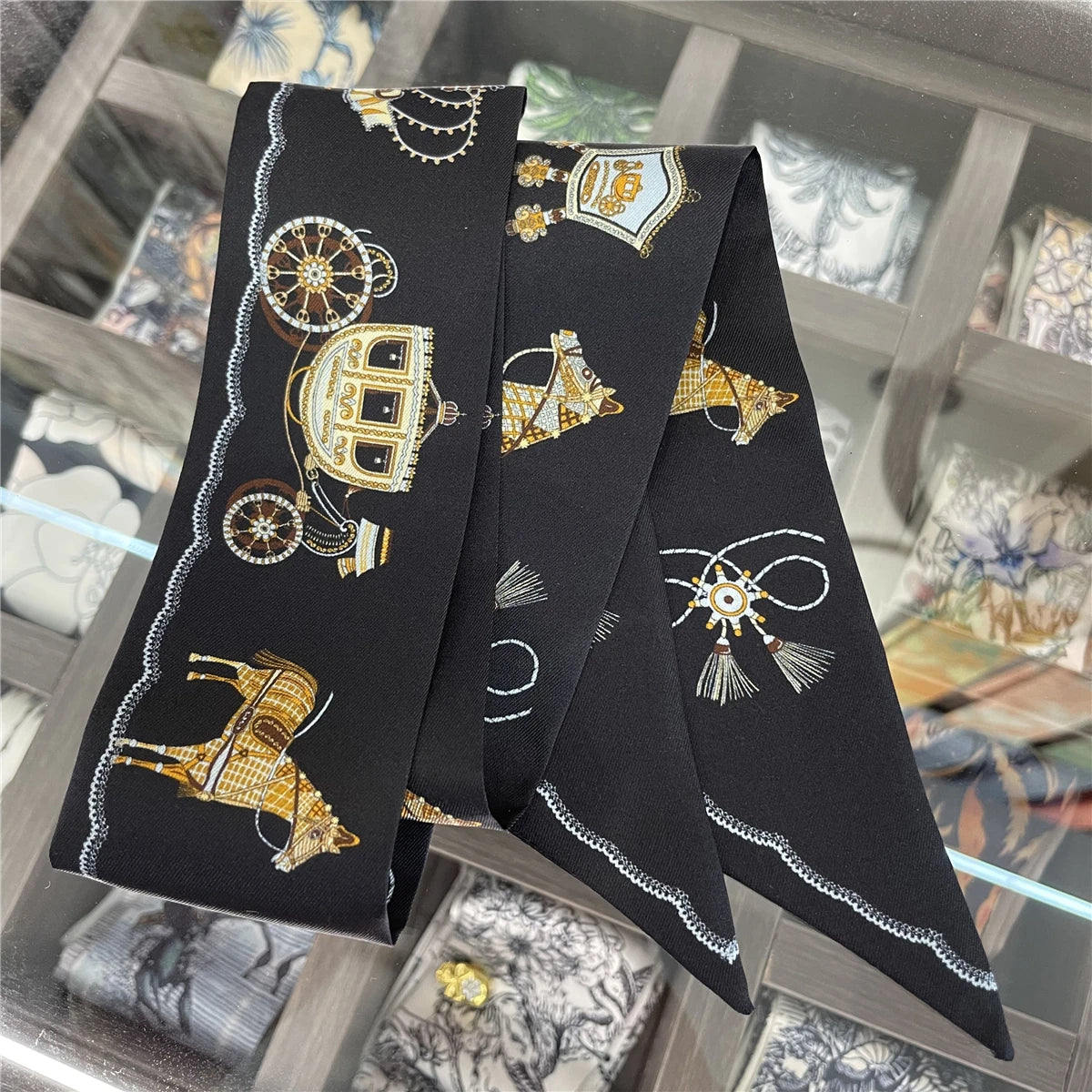 Luna Black Twilly Skinny Scarf