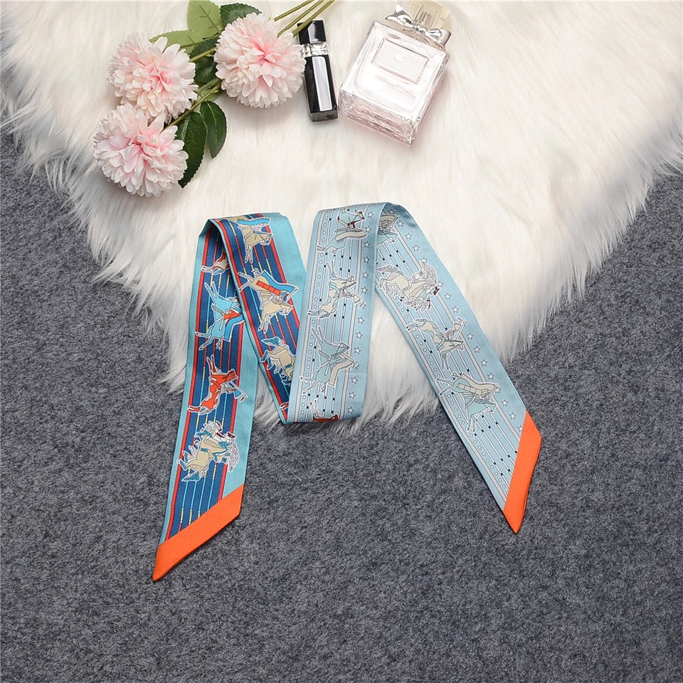 Nina Blue Twilly Skinny Scarf
