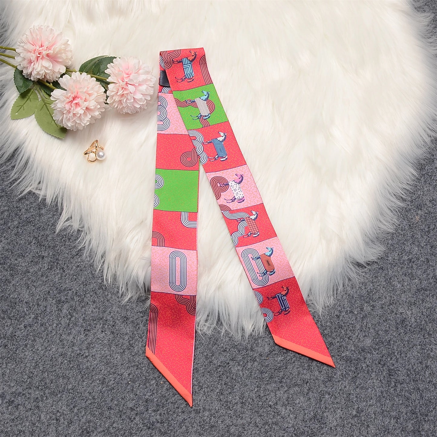 Mara Red Twilly Skinny Scarf