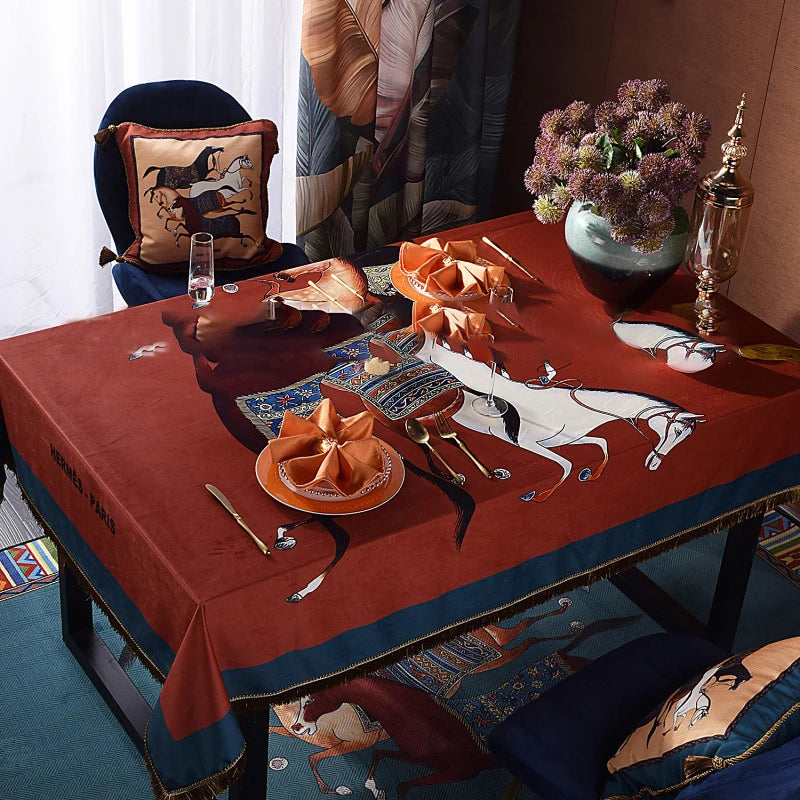 Ledro Horse Print Velvet Tablecloth