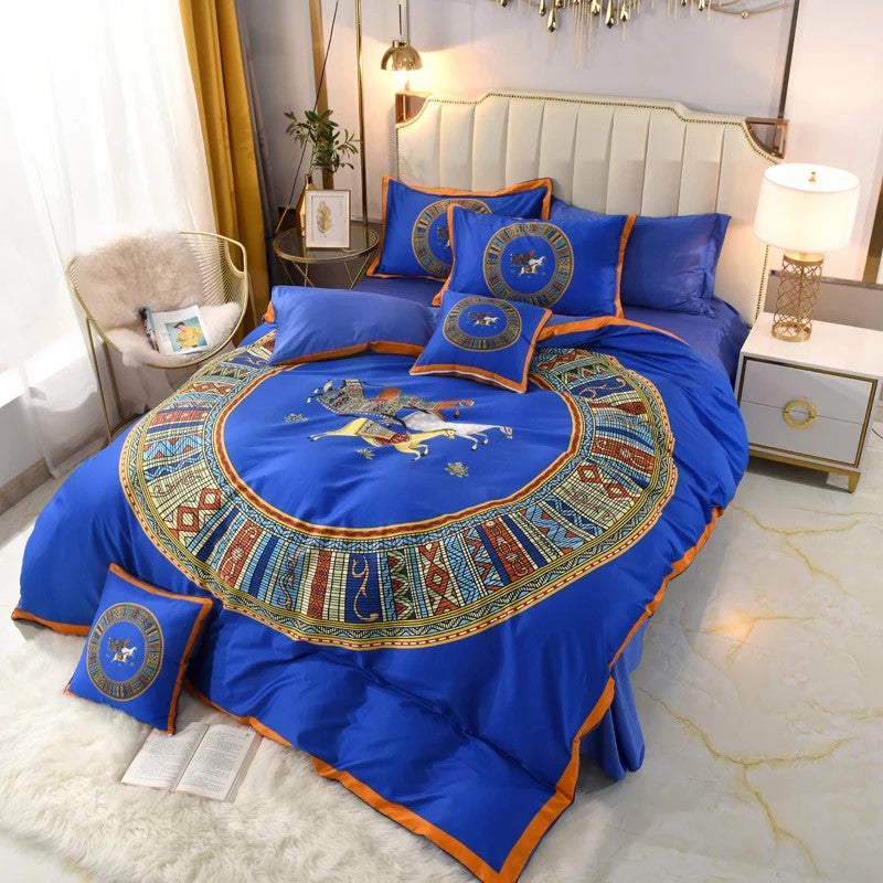 4-Piece Sateen Bedding Set (Jules / Blue)