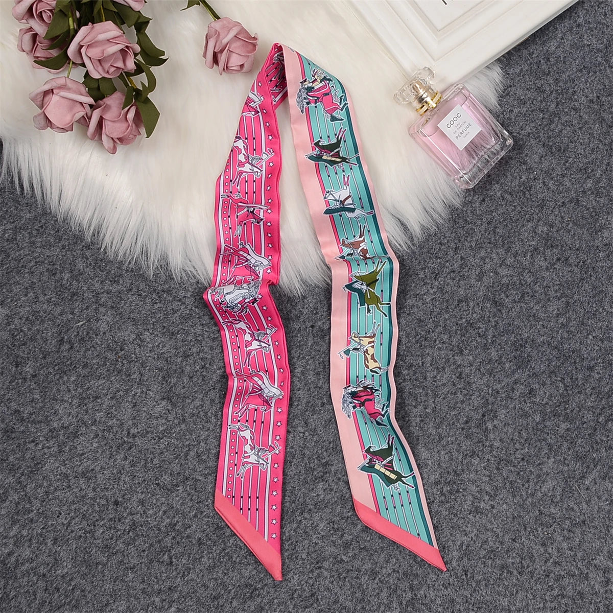 Nina Pink & Blue Twilly Skinny Scarf