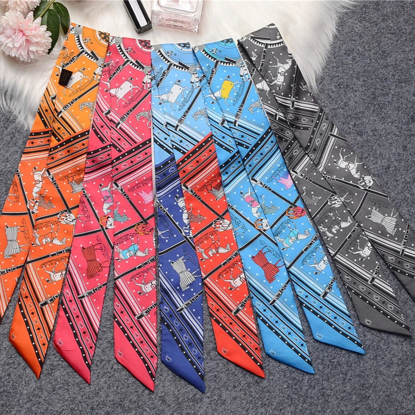 Nana Red & Blue Twilly Skinny Scarf