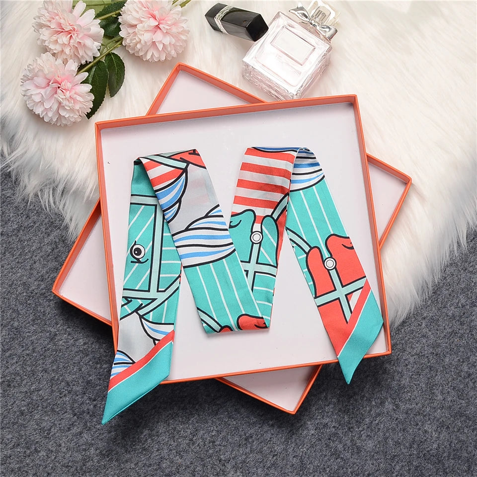 Lana Turquoise Twilly Skinny Scarf