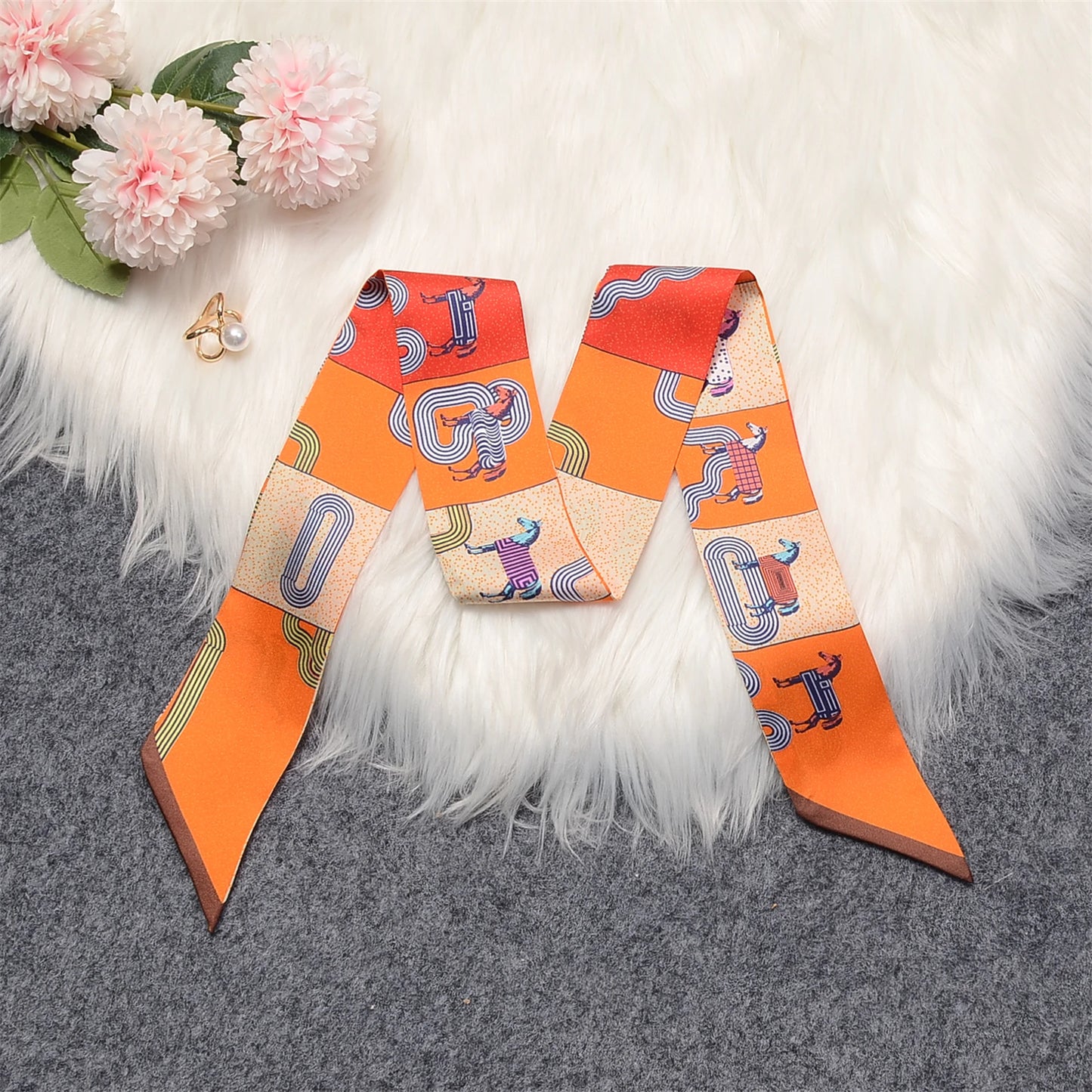 Mara Orange Twilly Skinny Scarf