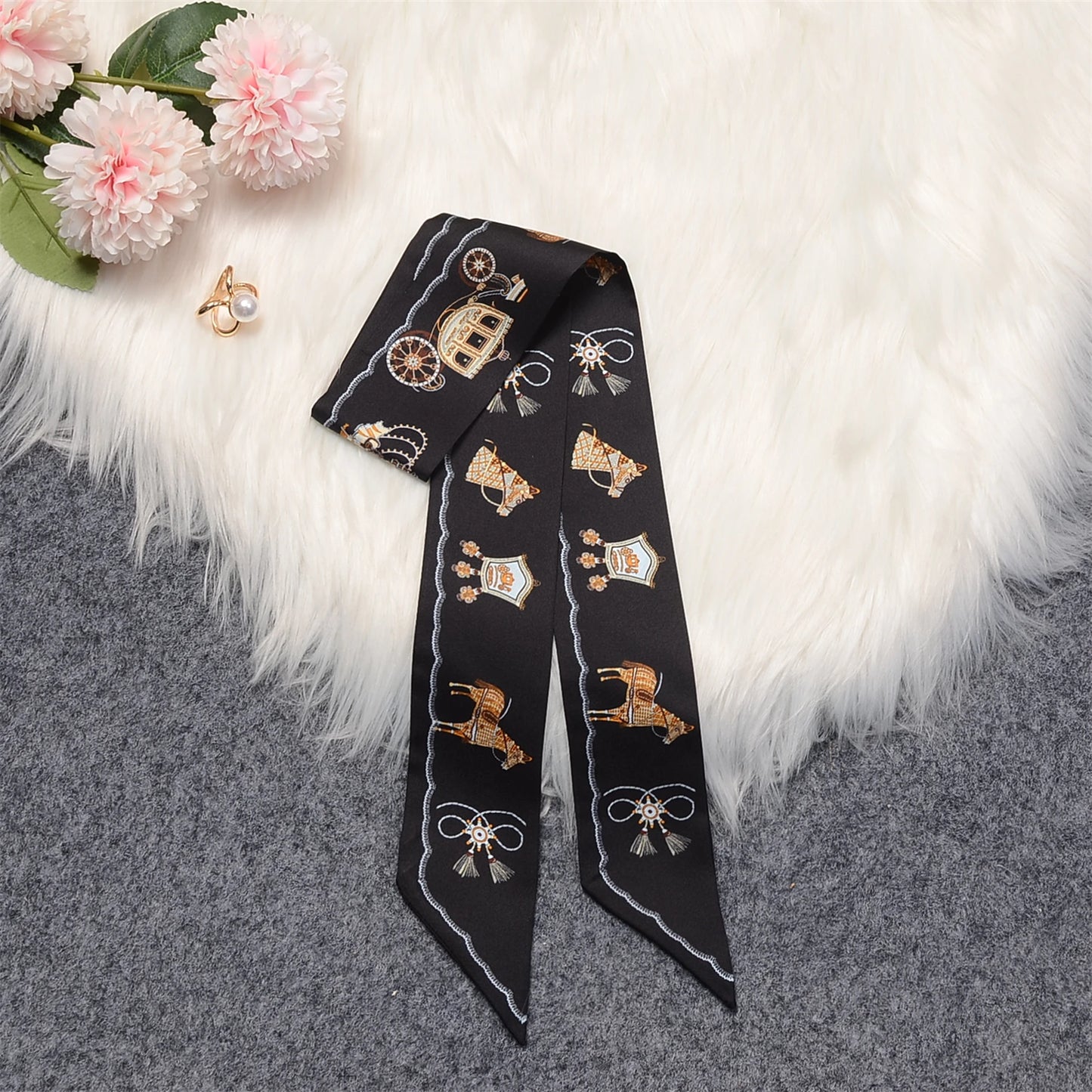 Luna Black Twilly Skinny Scarf