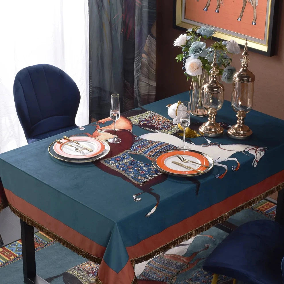 Limatola Horse Print Velvet Tablecloth