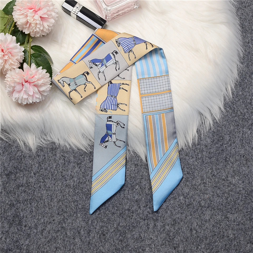 Goga Blue Twilly Skinny Scarf