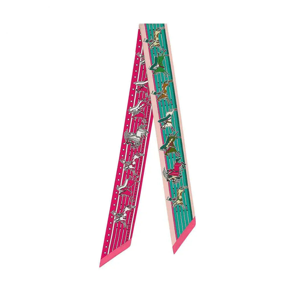 Nina Pink & Blue Twilly Skinny Scarf