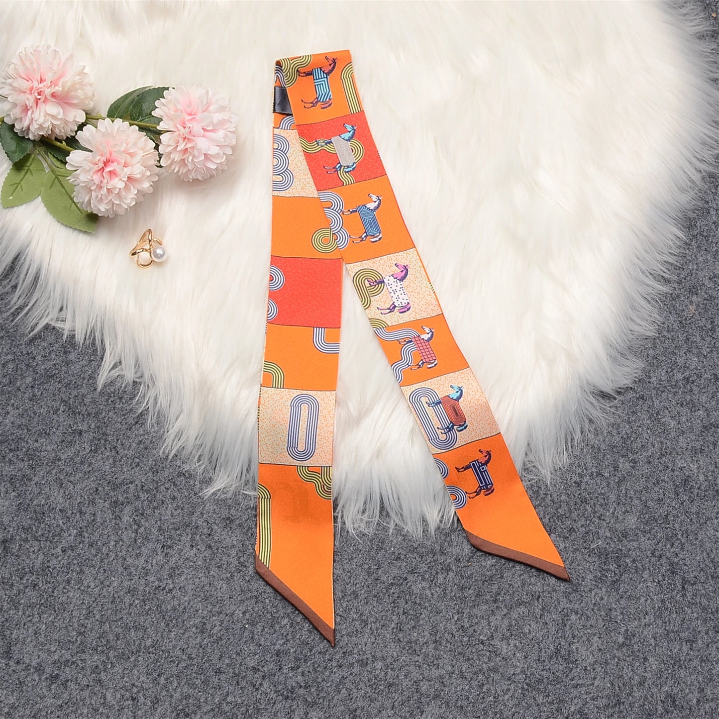 Mara Orange Twilly Skinny Scarf
