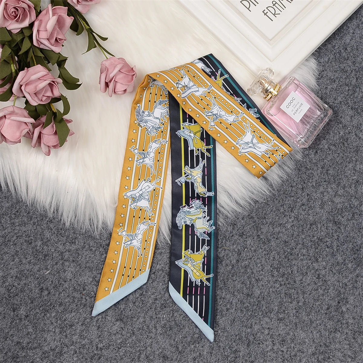 Nina Black & Ochre Twilly Skinny Scarf