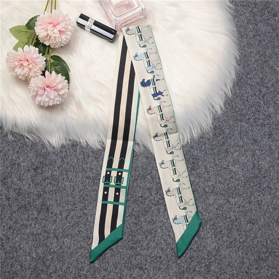 Mira Green Twilly Skinny Scarf