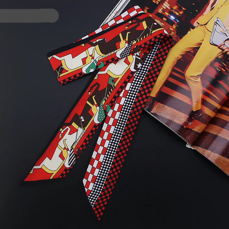 Fica Red Twilly Skinny Scarf