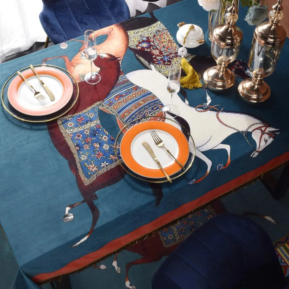 Limatola Horse Print Velvet Tablecloth