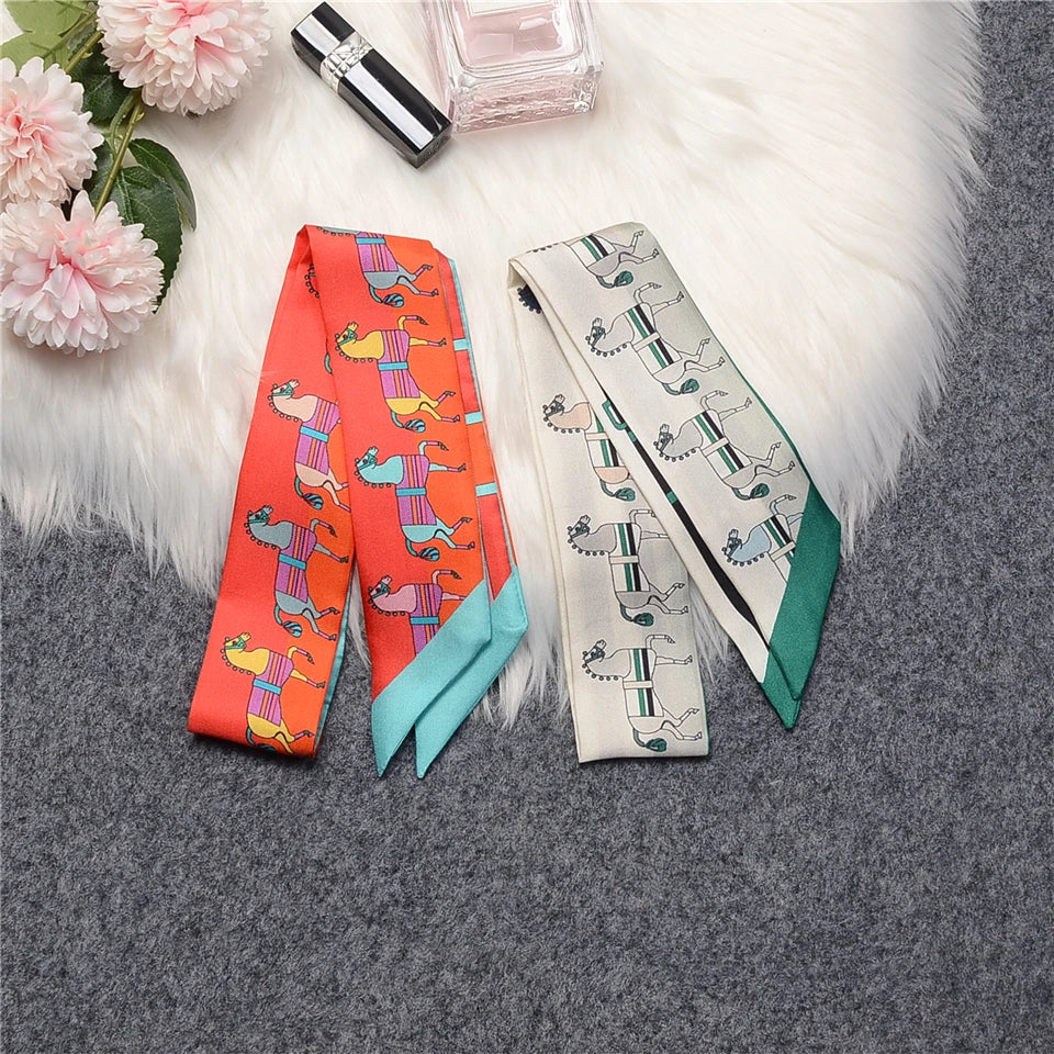 Mira Orange Twilly Skinny Scarf
