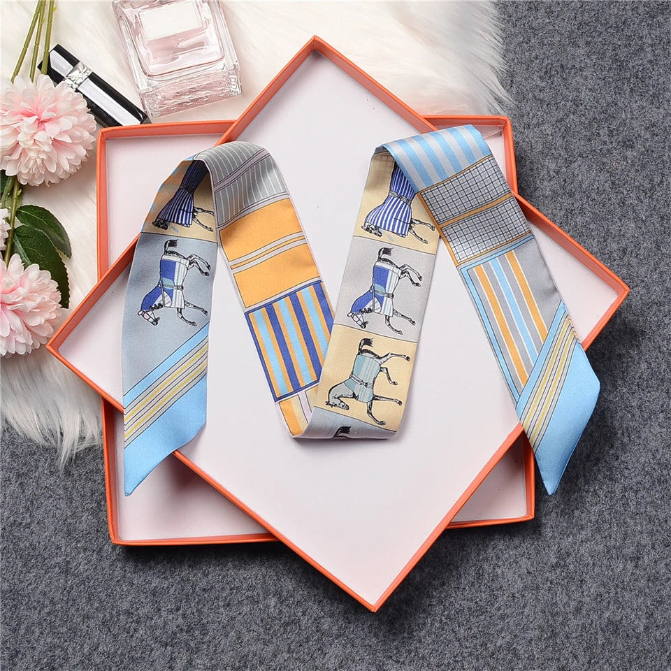 Goga Blue Twilly Skinny Scarf