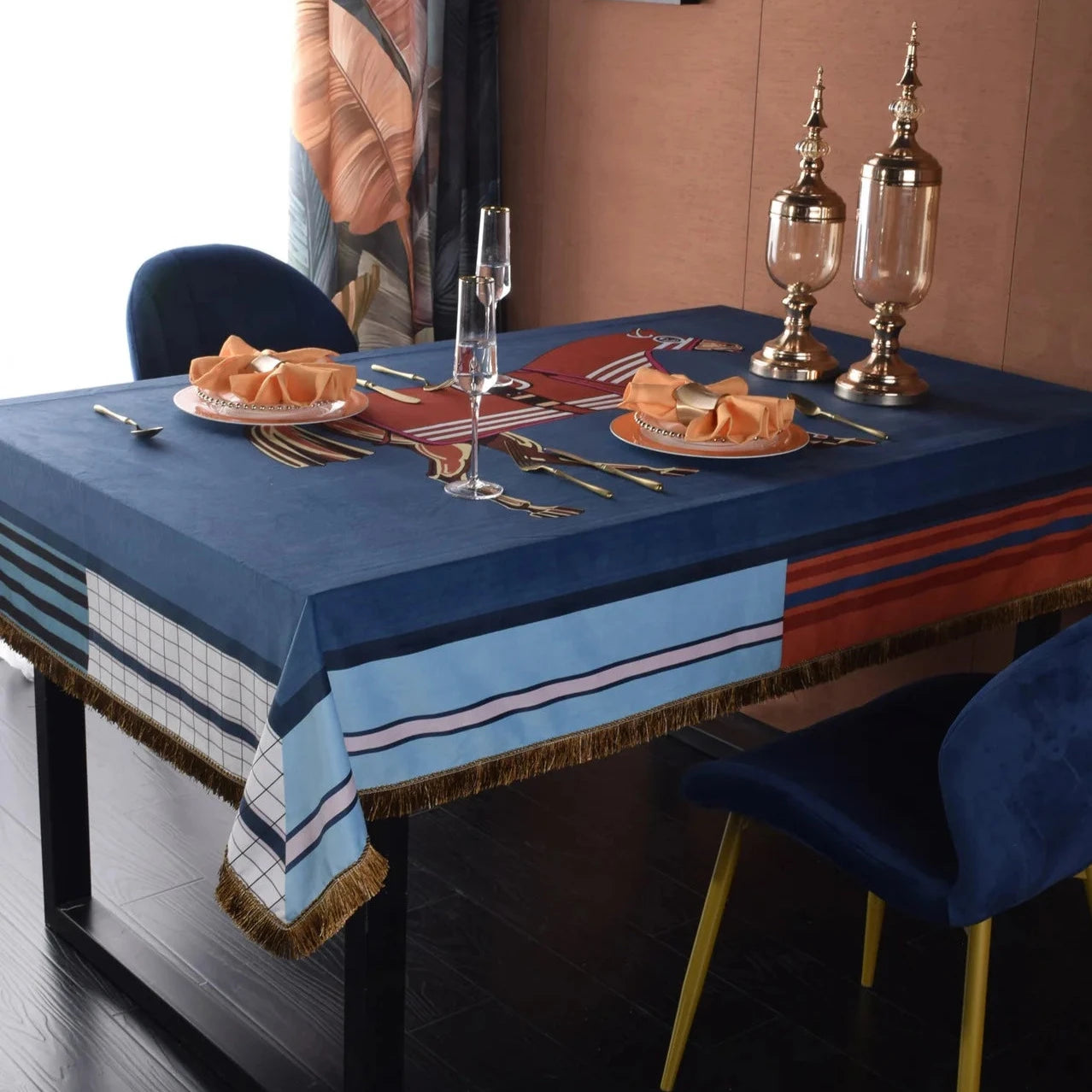 Botticino Horse Print Velvet Tablecloth