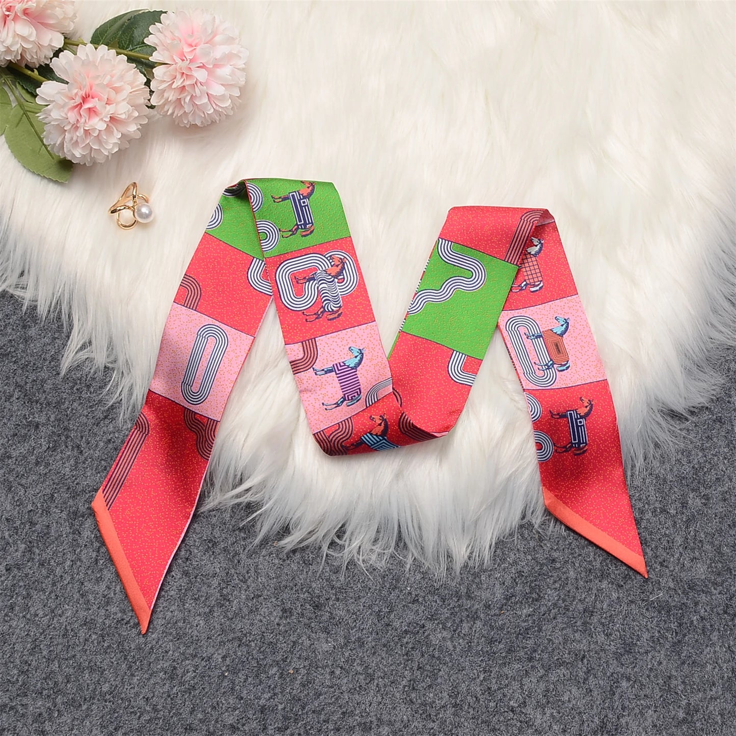 Mara Red Twilly Skinny Scarf