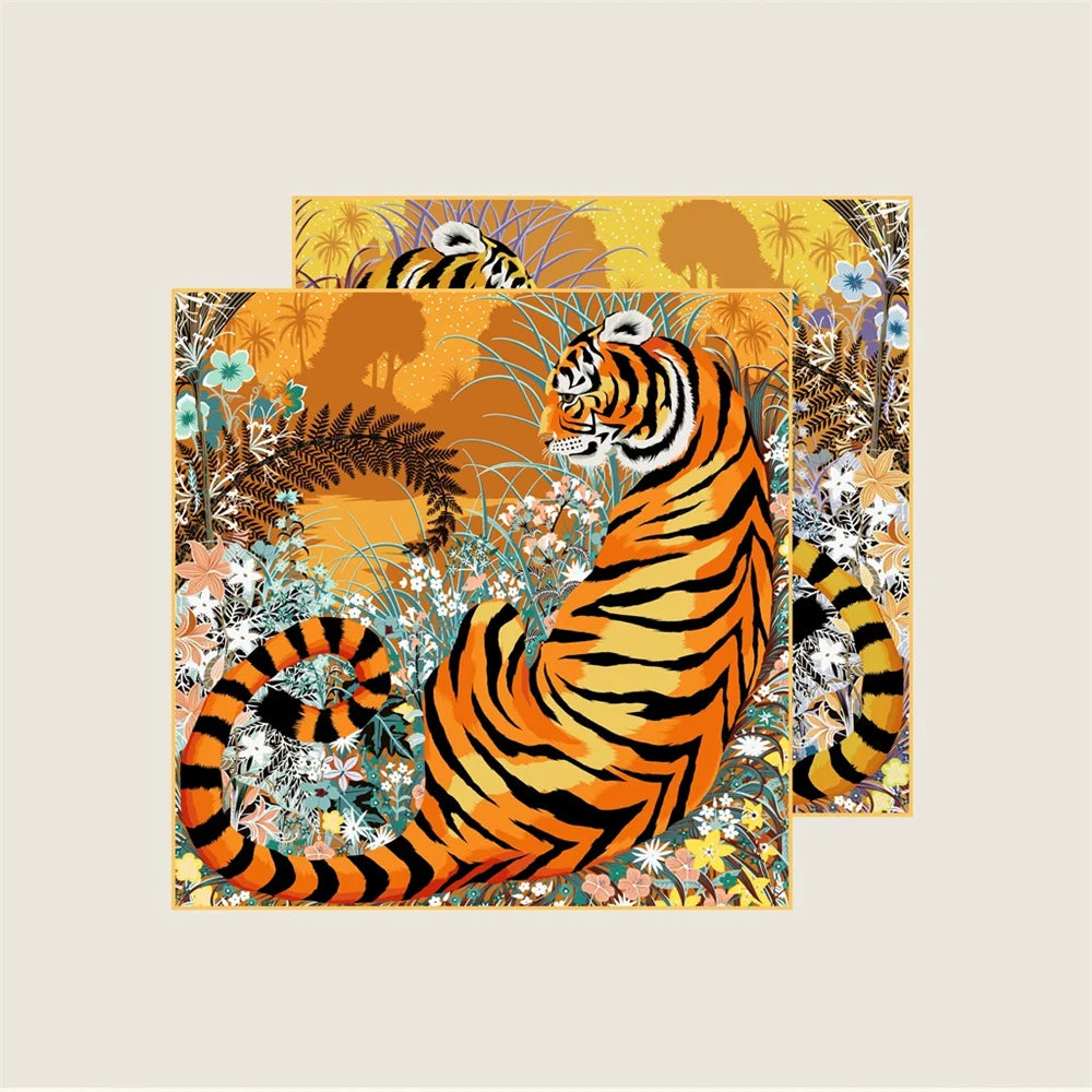 Tiger Orange Double Print Scarf / 70cm