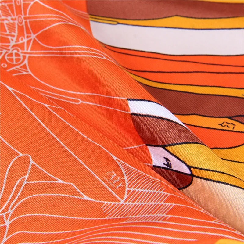 Amalia Orange Silk Scarf / 90cm
