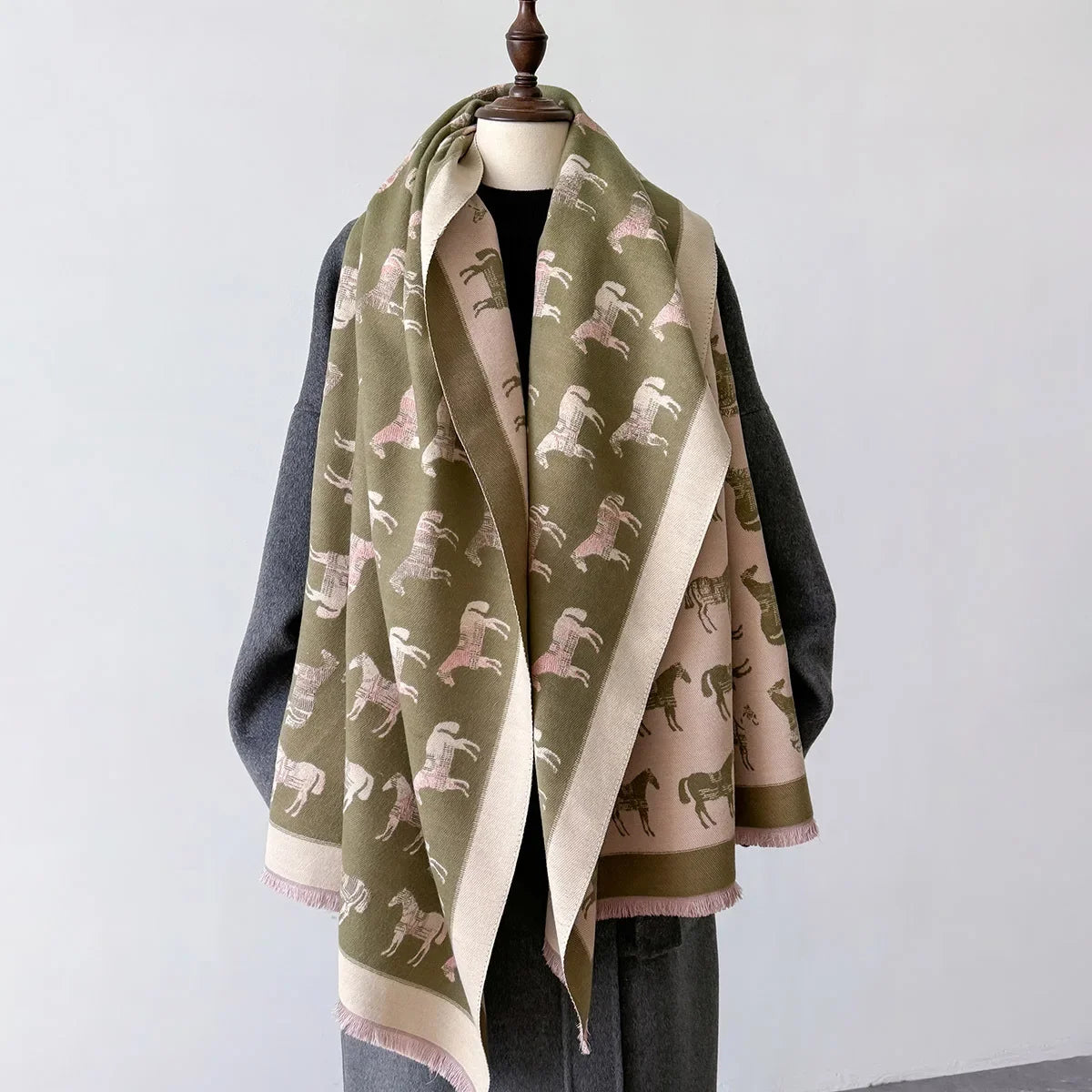 Ludovica Pashmina Scarf Olive