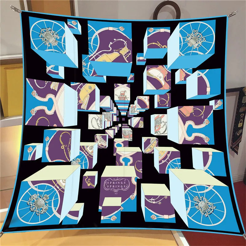 Omera Blue Silk Scarf / 90cm