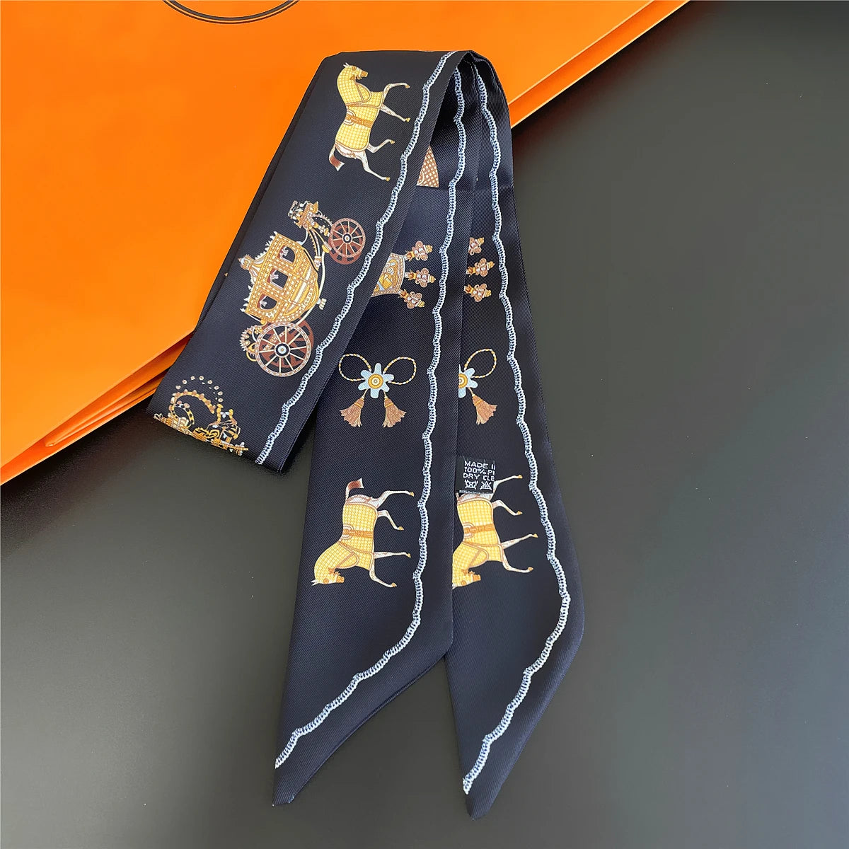 Luna Black Twilly Skinny Scarf