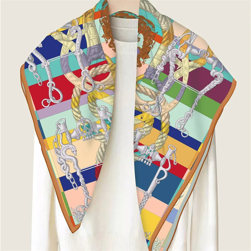 Rope Brown Double Print Scarf / 90cm