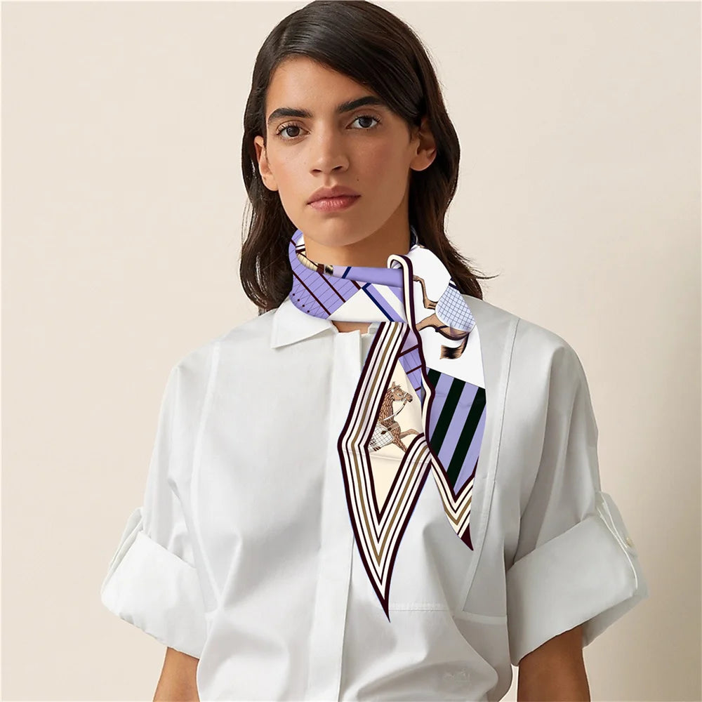 Adrina Purple Silk Diamond Scarf