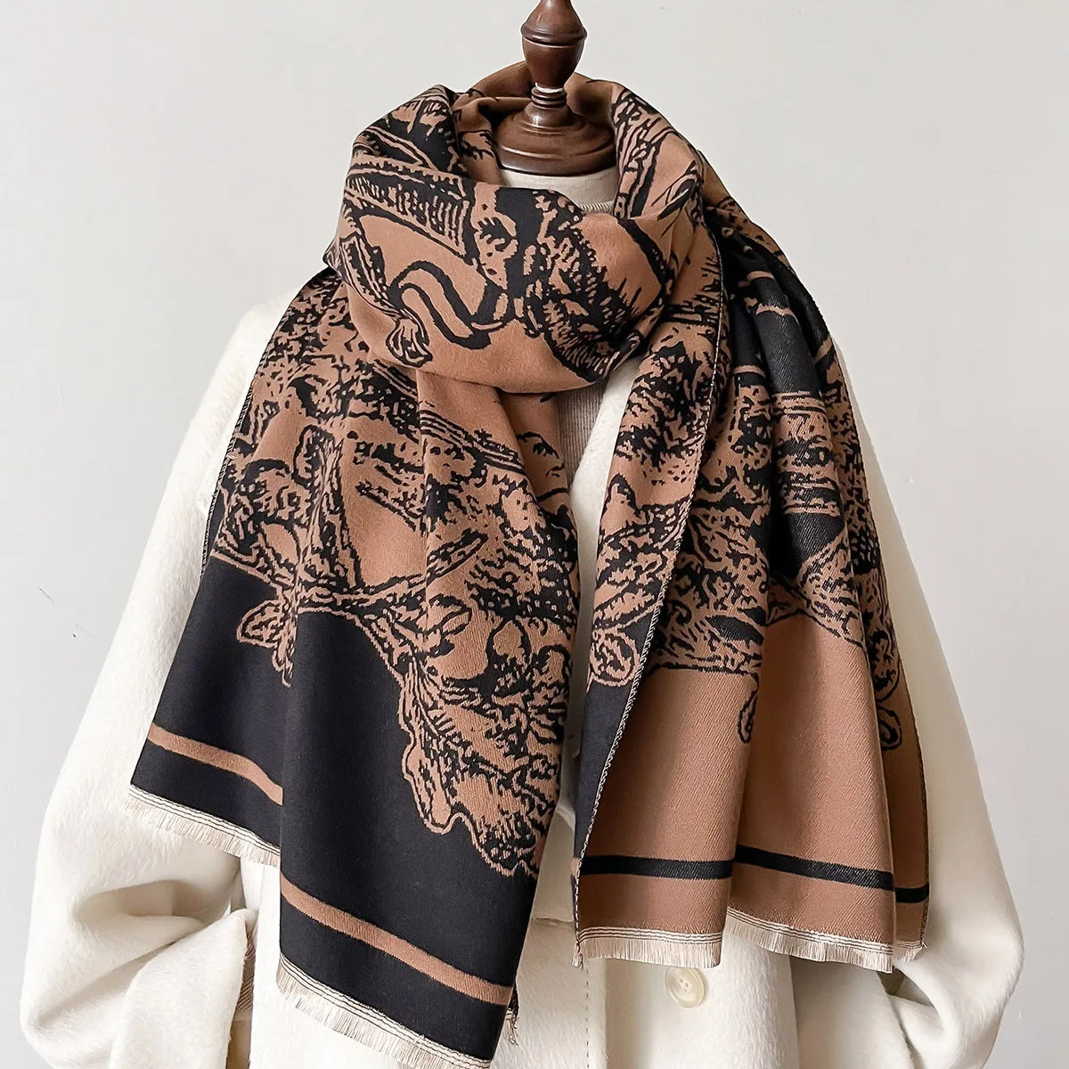 Alda Pashmina Scarf Brown