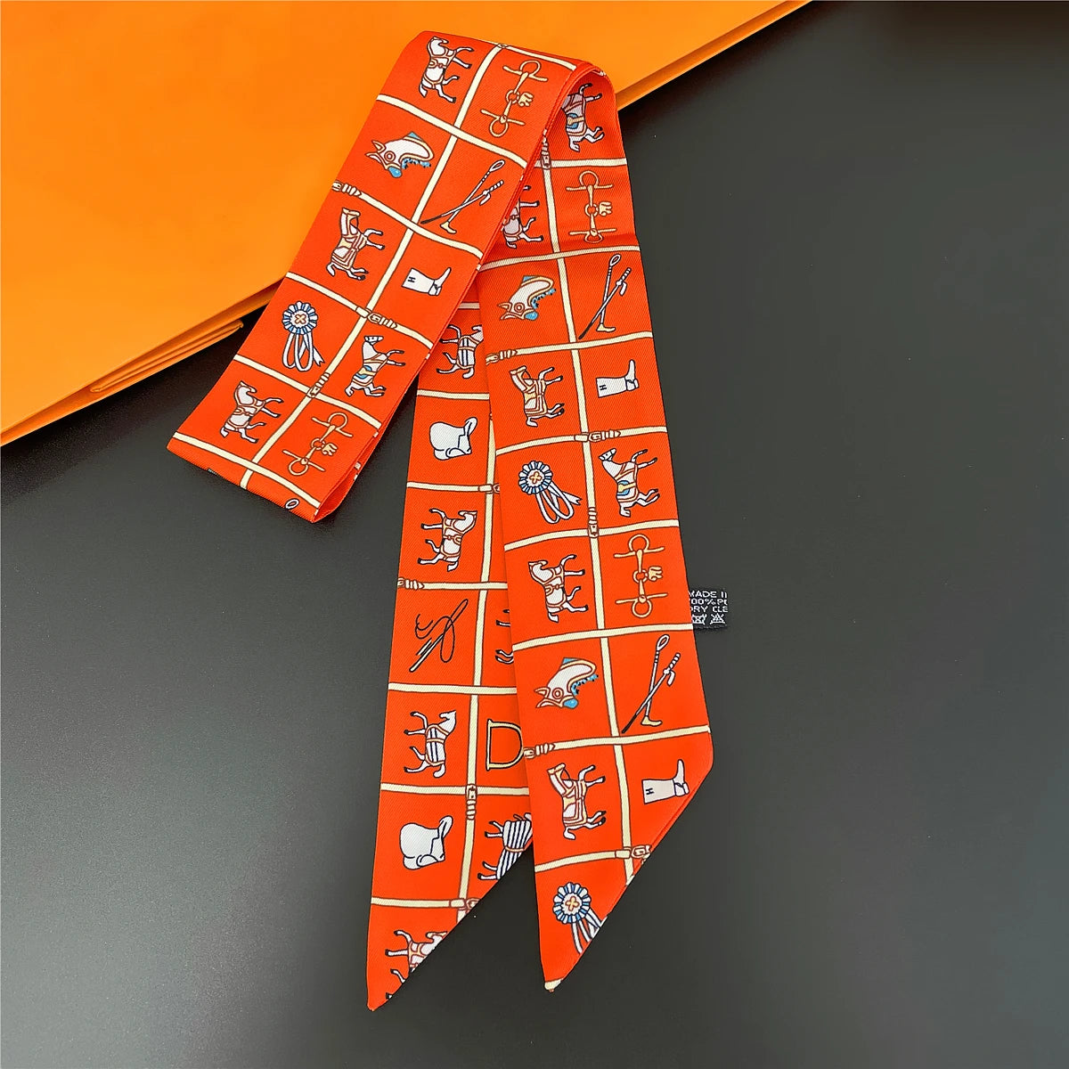 Nada Orange Twilly Skinny Scarf