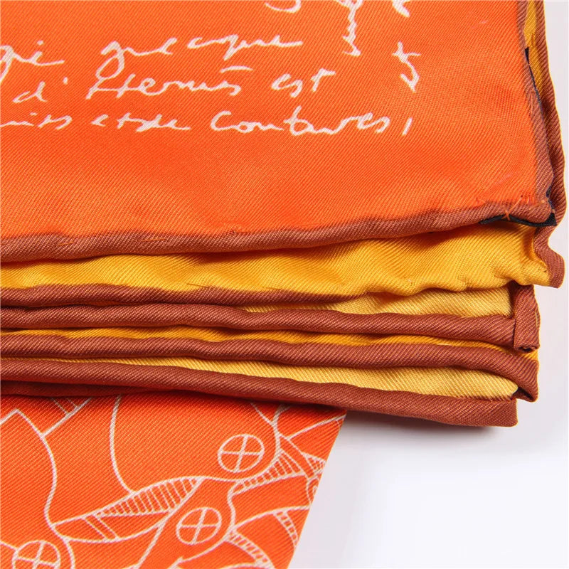 Amalia Orange Silk Scarf / 90cm