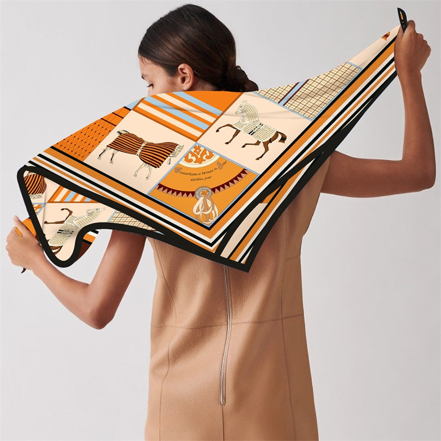 Adrina Silk Scarf Brown / 90cm