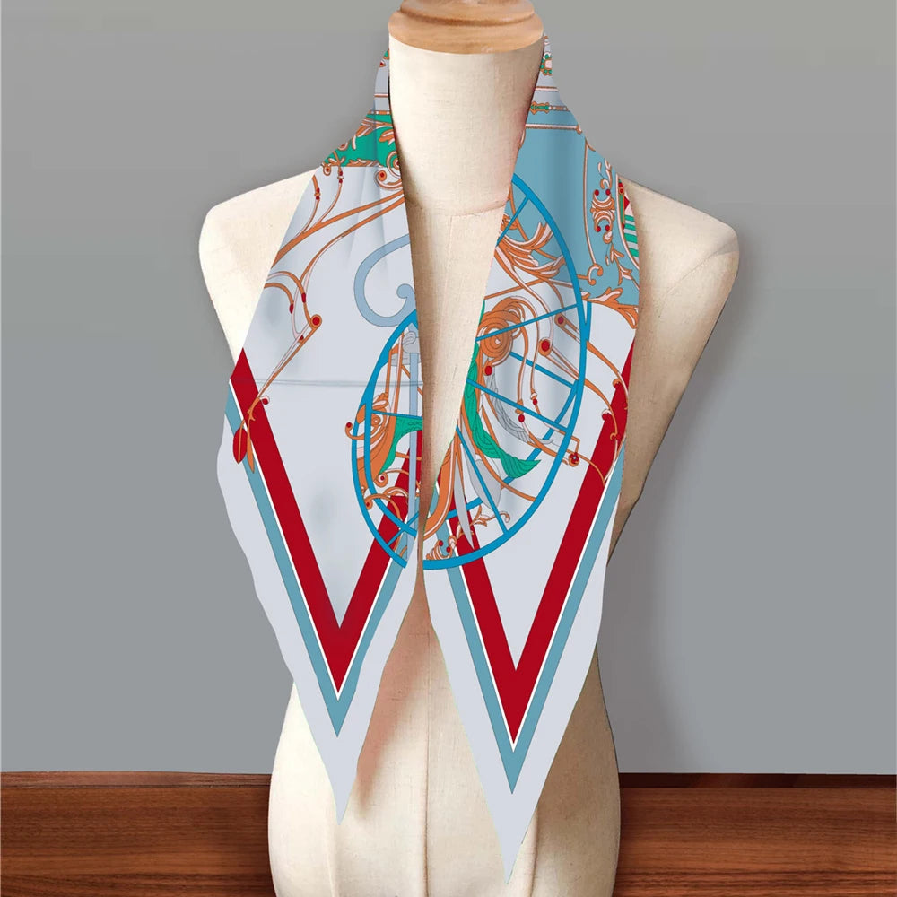 Four-Wheeled Carriage Gray Silk Diamond Scarf