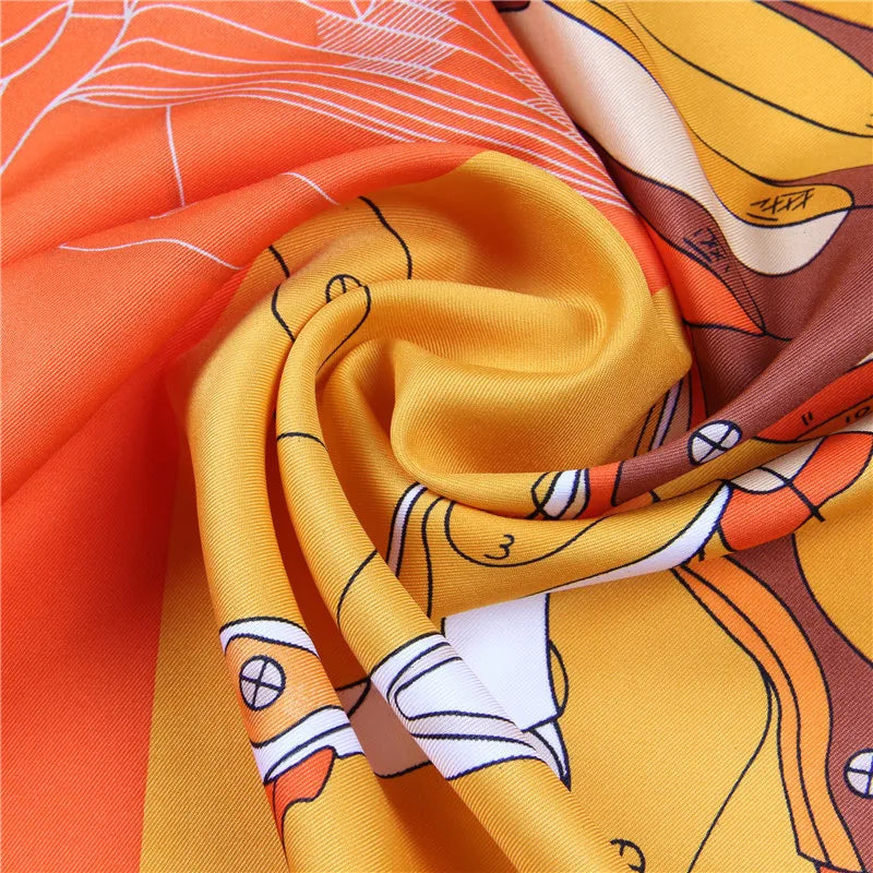 Amalia Orange Silk Scarf / 90cm
