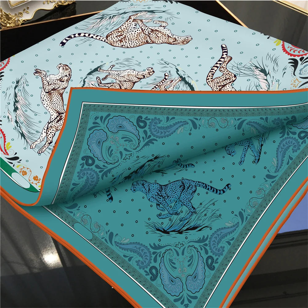 Leopard Green Double Print Scarf / 90cm