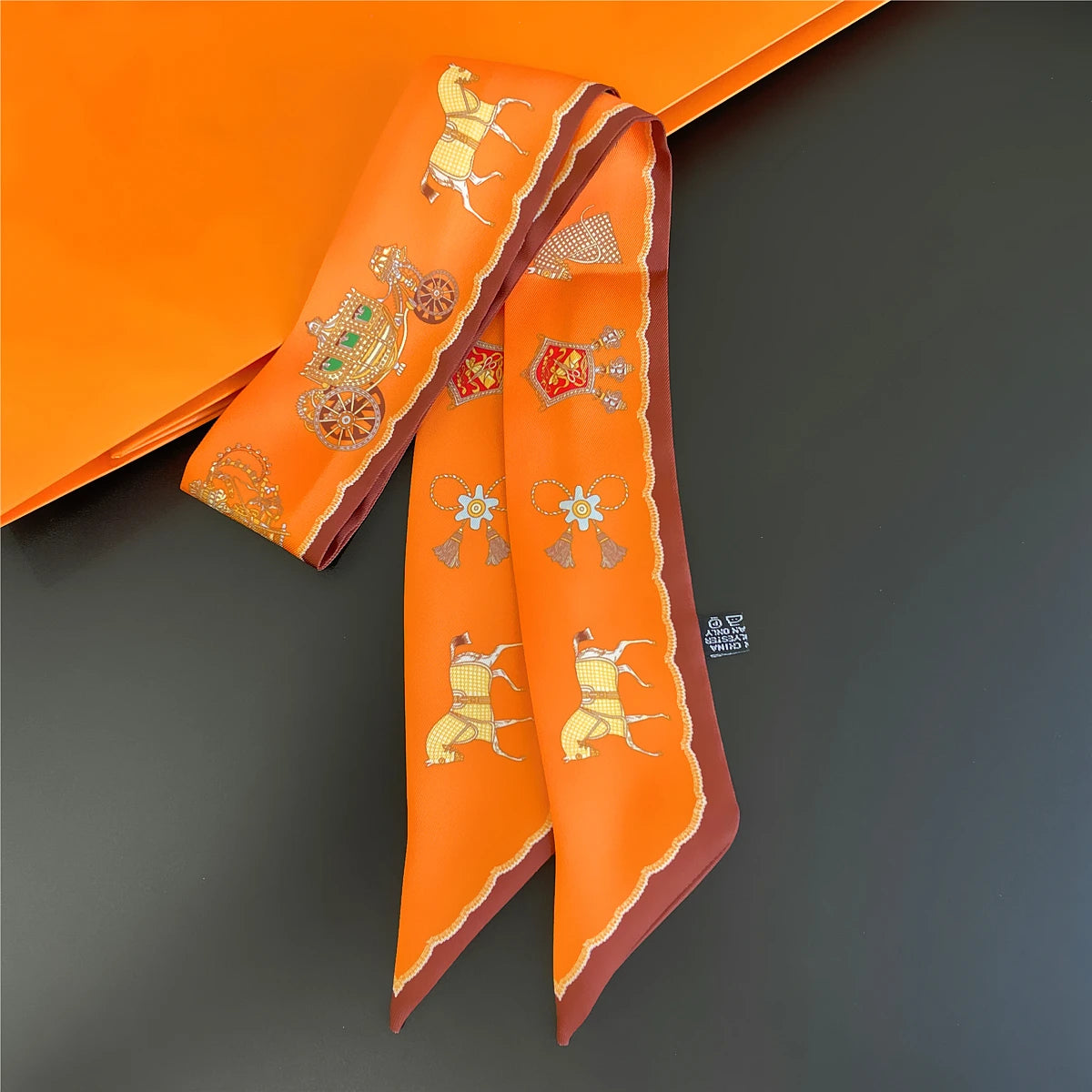 Luna Orange Twilly Skinny Scarf