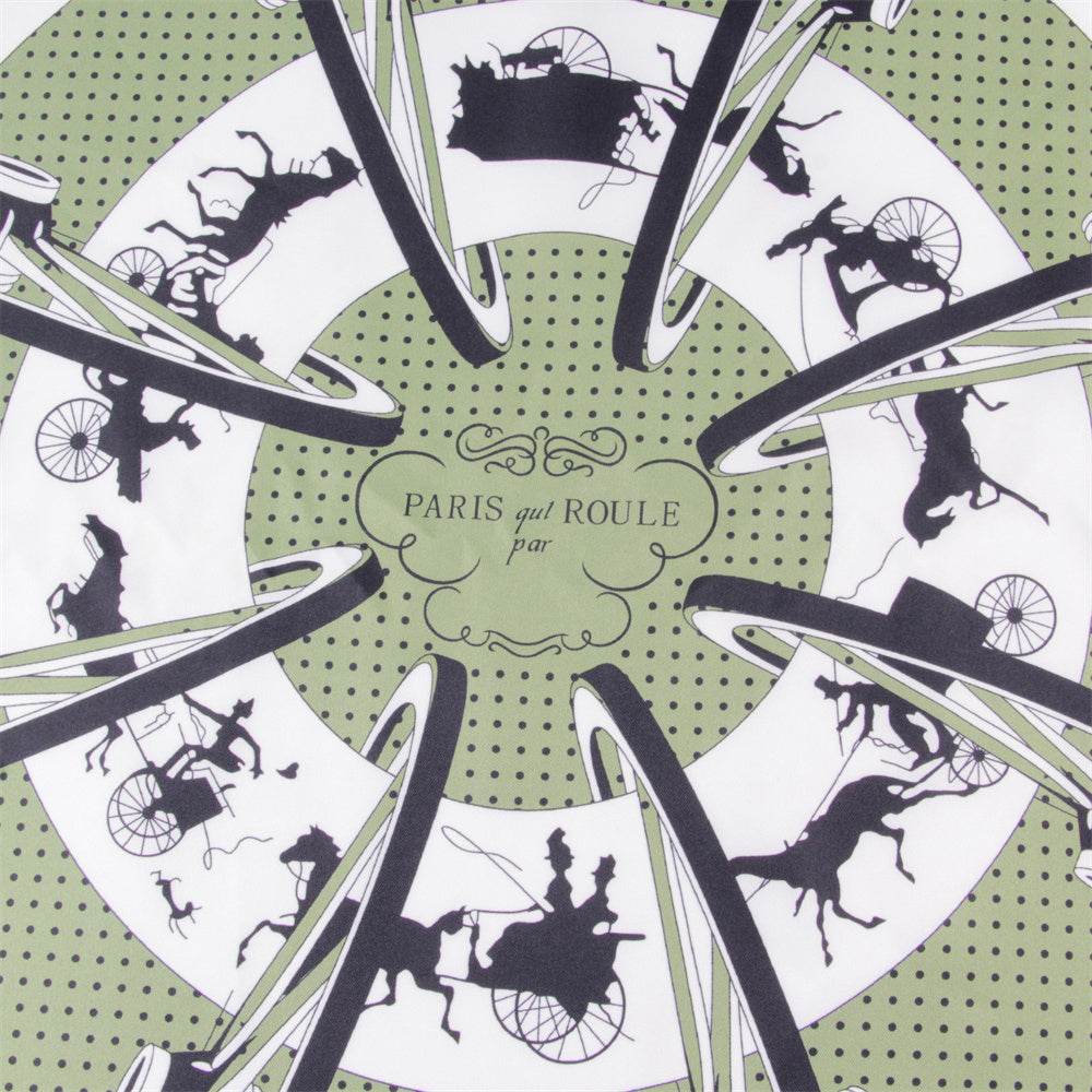 Carriage Circle Green Double Print Scarf / 90cm