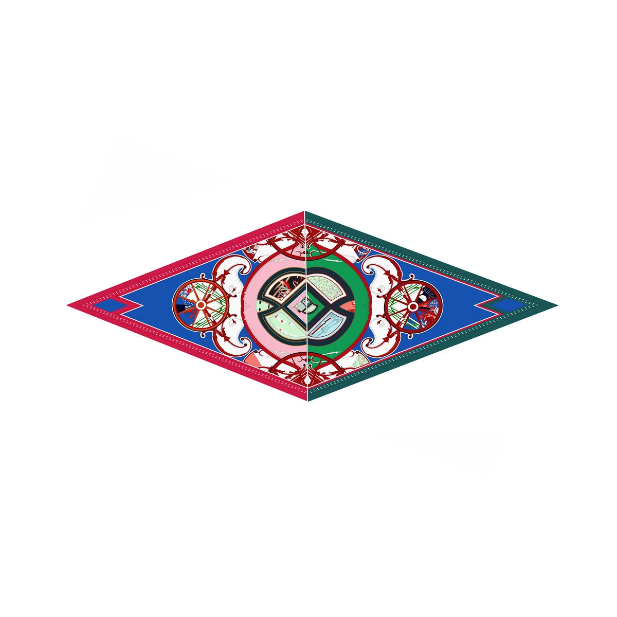 Wheel Green Silk Diamond Scarf