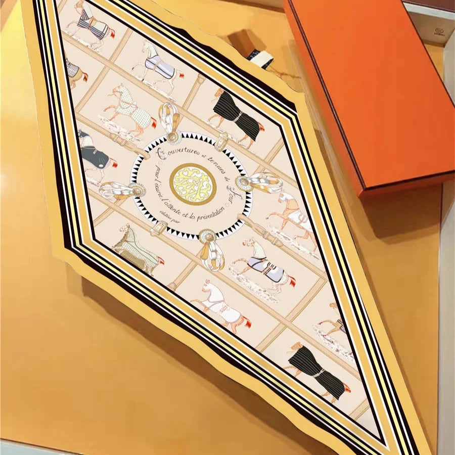 Tersa Beige Silk Diamond Scarf