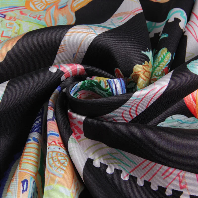 Gioia Black Silk Scarf / 90cm