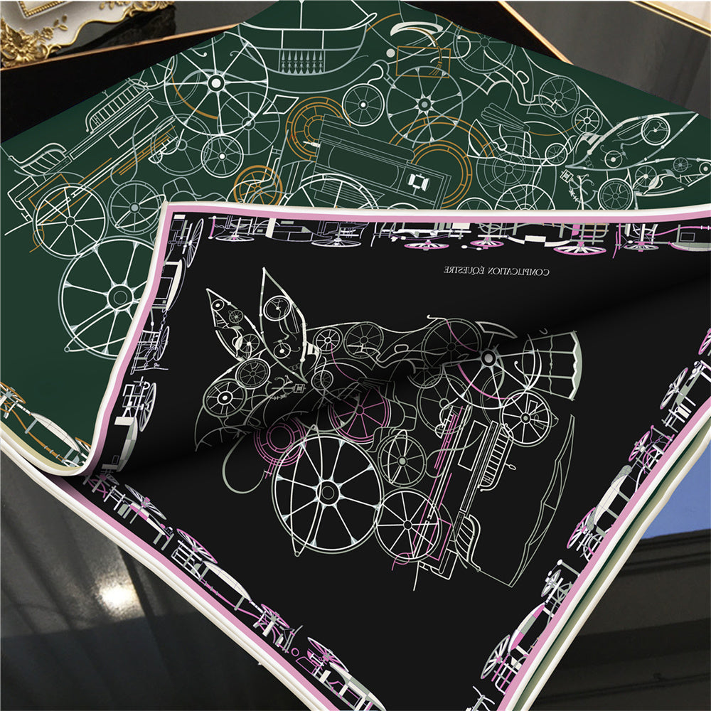 Horse Head Green & Black Double Print Scarf / 90cm