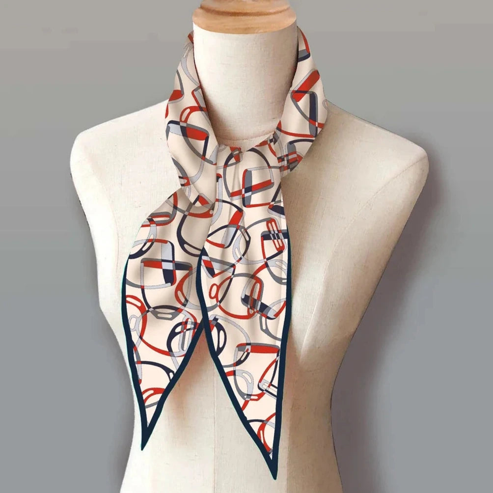 Stirrups Beige Silk Diamond Scarf
