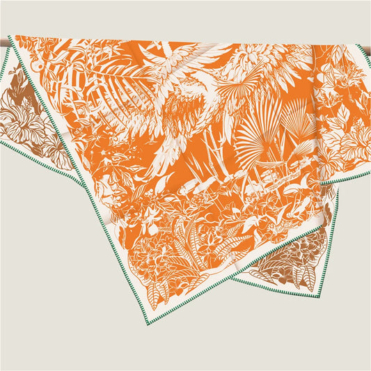 Tropical Garden Orange & Brown Double Print Scarf / 90cm